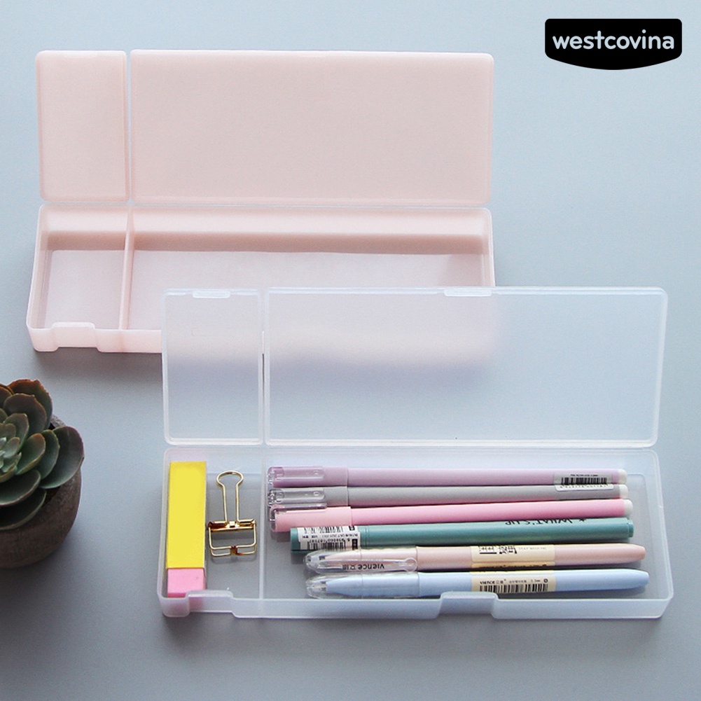 [Hot]✍Hộp Đựng Bút Bán Trong Suốt Bằng Nhựa Giá Đỡ