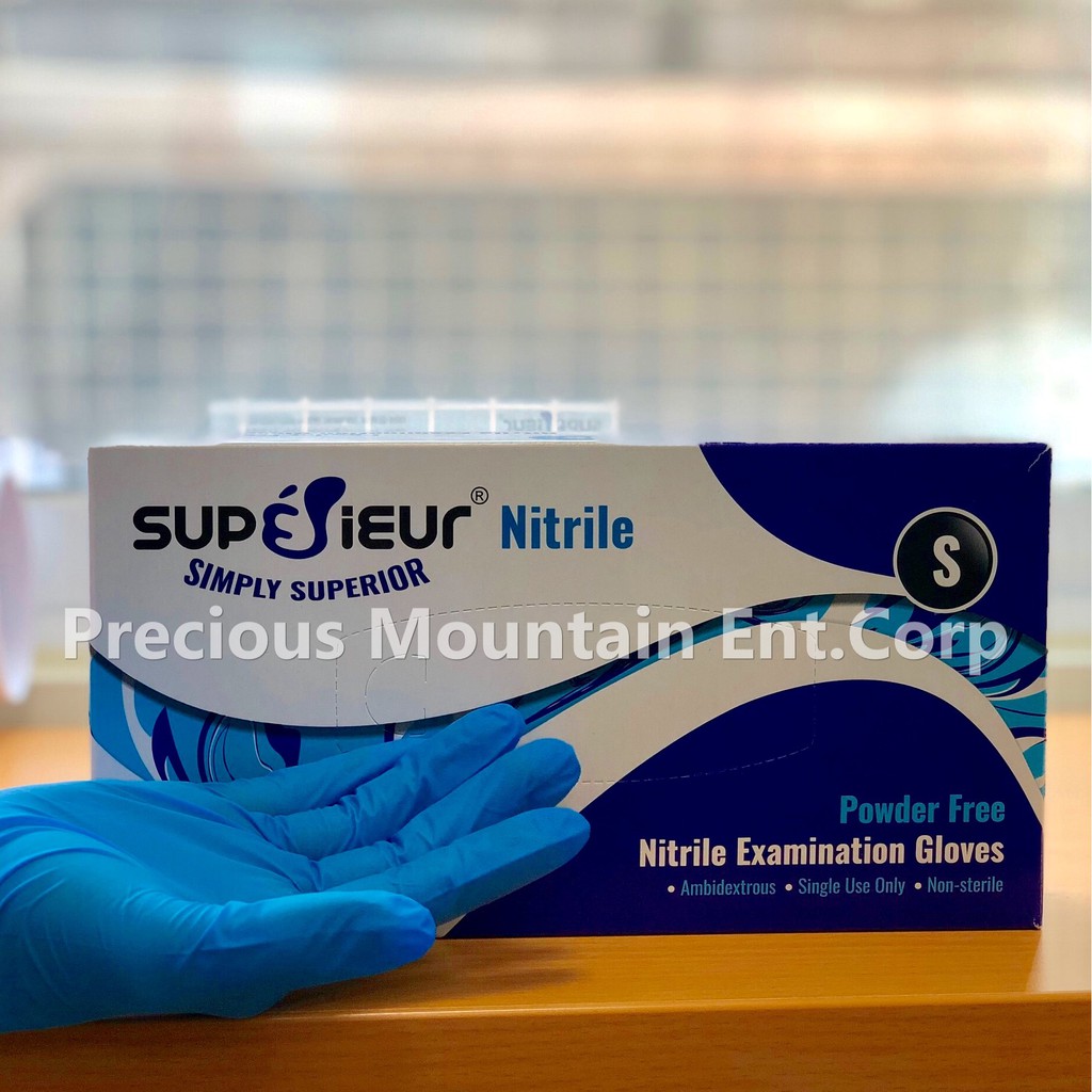 Găng Tay Y Tế Nitrile Superieur Không Bột Màu Xanh -Găng Tay NBR Cao Cấp - Y Tế/Nha Khoa/Thí Nghiệm