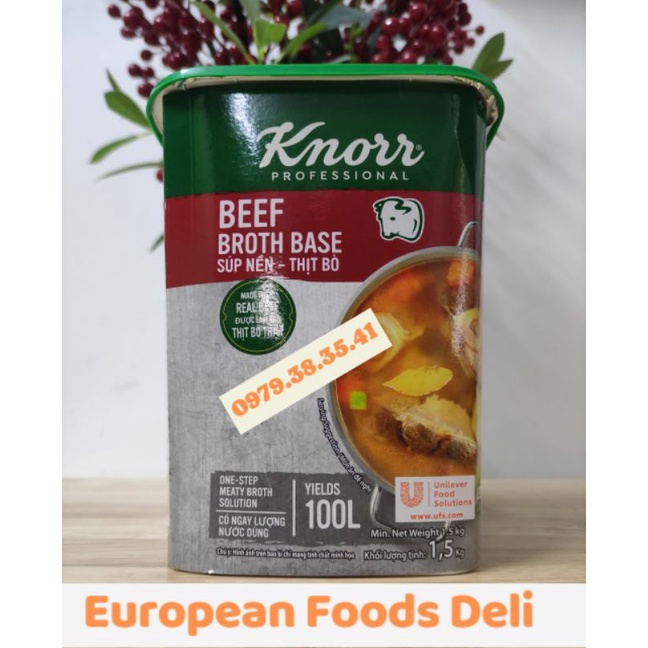 Gia Vị Súp Nền Thịt Bò Knorr Unilever Beef Broth Base hộp 1.5KG