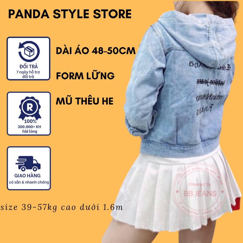 Áo Khoác Jeans Croptop Basic có Nón ( ảnh thật ) và áo mũ HE cao cấp 39-60kg