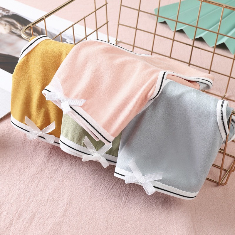 Quần lót nữ Cotton kháng khuẩn viền đen đính nơ mát lạnh (BẦU BÍ NHỎ BON CHEN) QL-B02