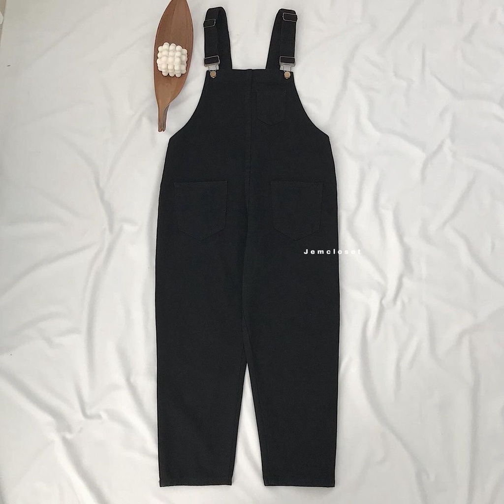 Quần Yếm Jean Dài Nữ JEMCLOSET Lywo Phong Cách Trẻ Trung Form Rộng Năng Động Màu Đen Cá Tính - 3370