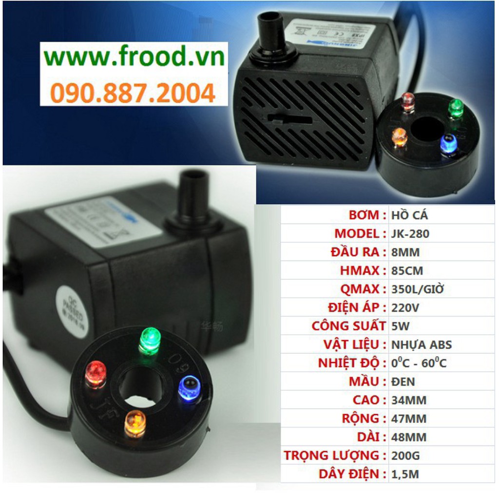 Bơm chìm hồ cá 5w hoặc 8w