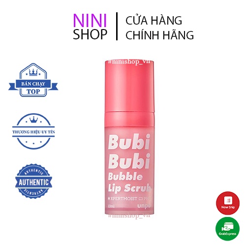 Gel tẩy tế bào chết sủi bọt cho môi Unpa Bubi Bubi Bubble Lip Scrub 10ml - ninishop