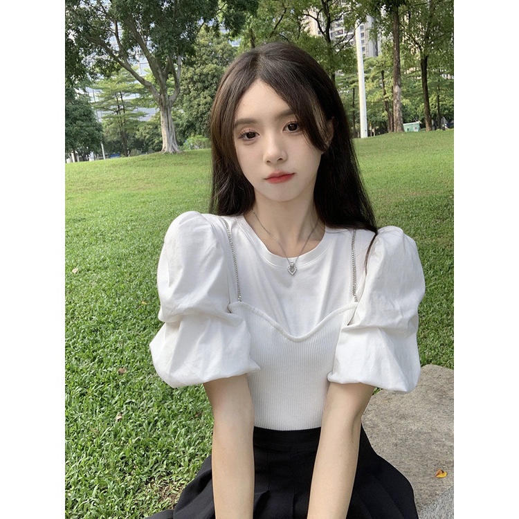 Áo Thun Tay Ngắn Phồng Thời Trang Mùa Hè 2022 Cho Nữ