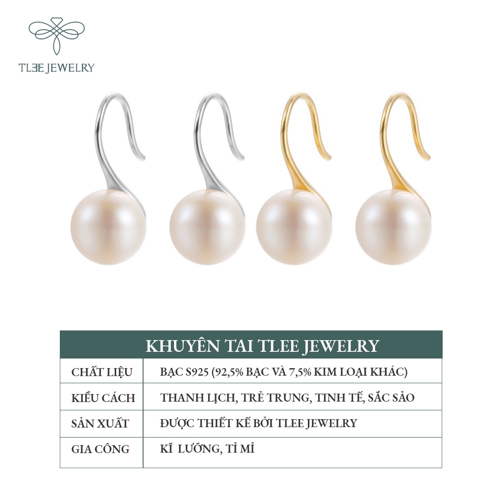 Khuyên tai bạc nữ TLEE ngọc trai nhân tạo móc câu NCJ B0128