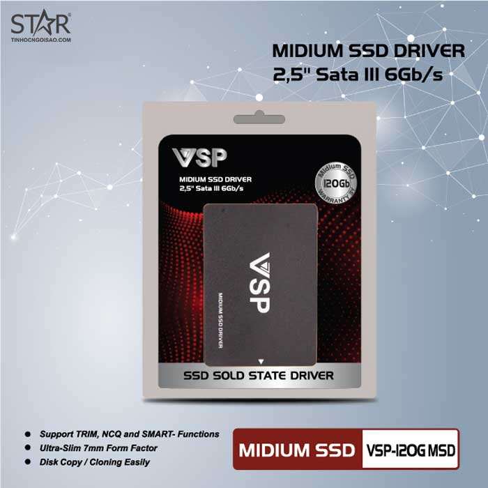 Ổ cứng SSD 120G VSP Sata III 6Gb/s MLC (VSP-120G MSD)