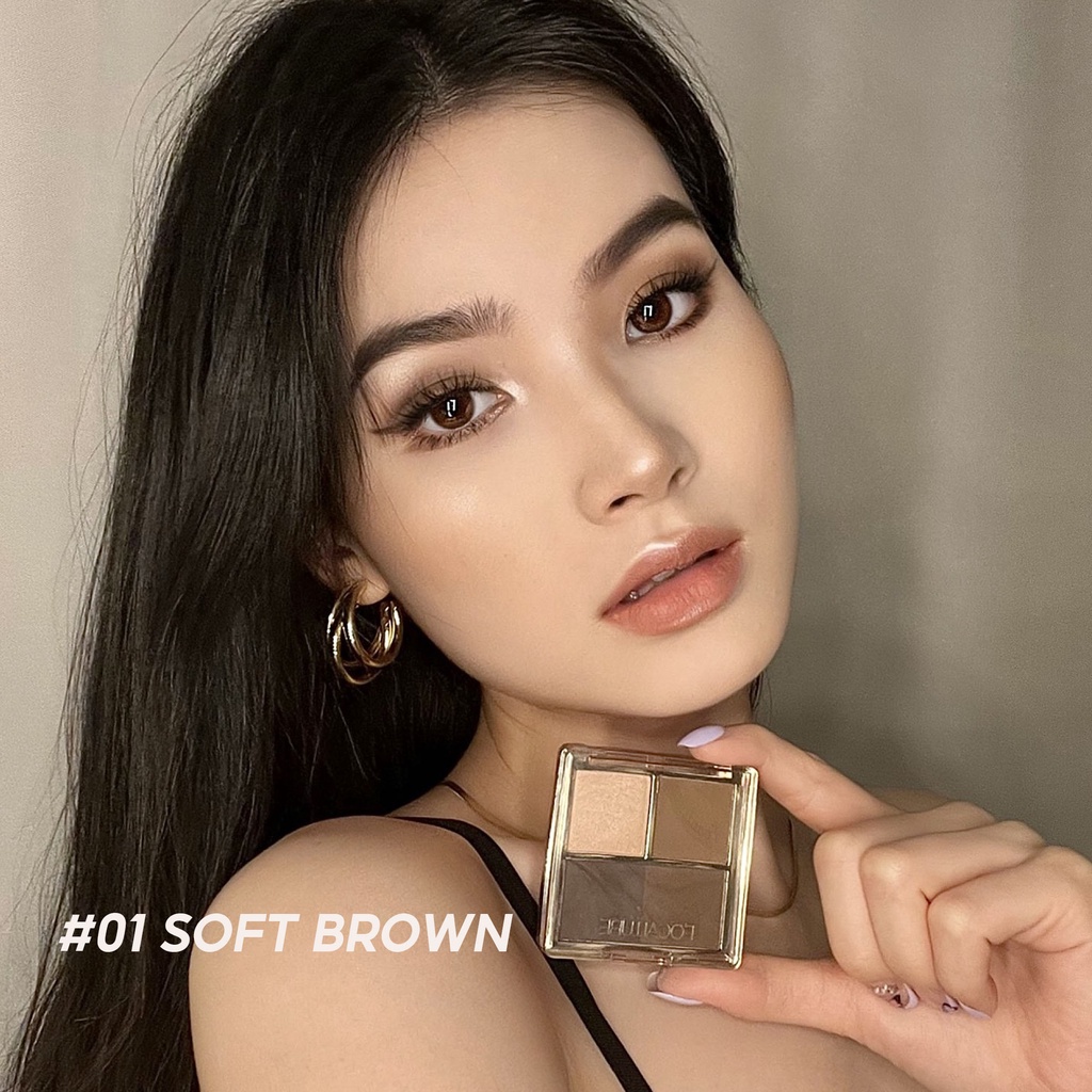 FOCALLURE AmberGold Bảng phấn lông mày đa năng dùng một lần cho tất cả các loại mi không thấm nước Thân thiện với người mới bắt đầu