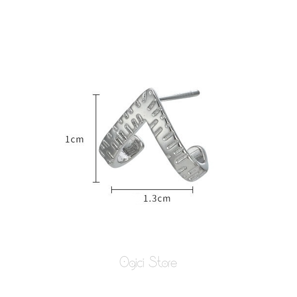 Bông tai, Khuyên tai nam nữ đinh tán thiết kế hình chữ V đơn giản thời trang hàn quốc, Cá tính, Unisex, 1 chiếc