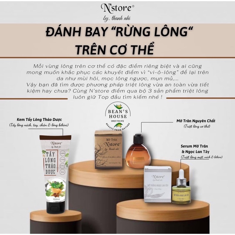 Combo 3 Kem tẩy lông thảo dược N’store (tẩy lông tay chân, nách, bikini)