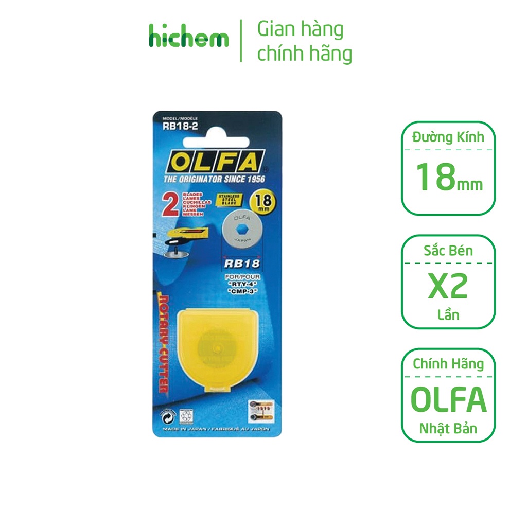 Lưỡi Dao OLFA RB18-2 Đường Kính 18mm, Thép Không Gỉ Thay Thế Cho RTY-4