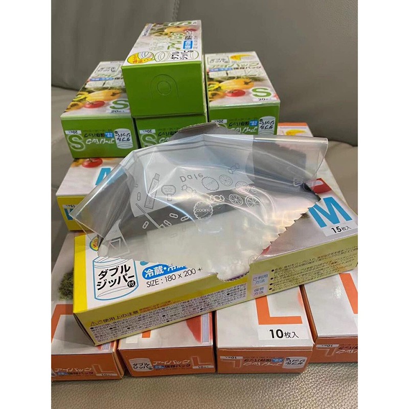 Túi zip đựng thực phẩm Combo 3 hộp túi zip nhựa có khóa kéo đựng thực phẩm MiiBooShi PVN17402