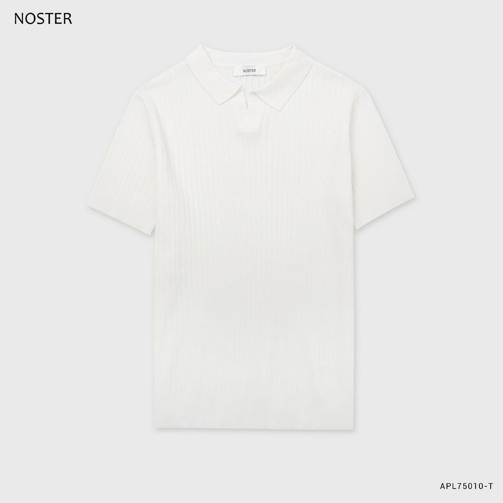 Áo polo vân dọc cổ v, chất vải len viscose đẹp - Thương hiệu Noster mã APL75010