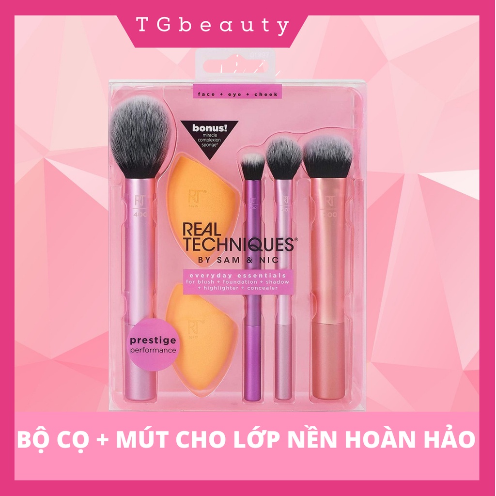 Bộ 4 Cọ + 2 Mút Trang Điểm  Cho Lớp Nền Hoàn Hảo