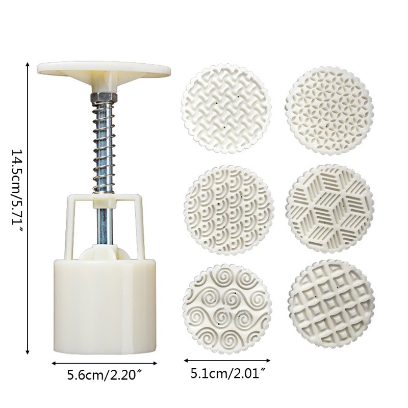 Khuôn Nhấn Tạo Hình Bánh Trung Thu 6 Ngăn 63g