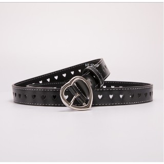 Thắt lưng nữ 2,5cm - Tim lỗ đen/ trắng