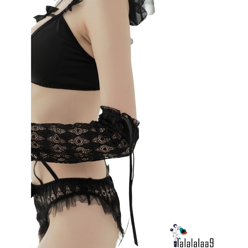 ☽&✰Women Perspective Lace Lingerie Set Lace-up Erotic Bikini Bowknot Temptation Underwear | BigBuy360 - bigbuy360.vn