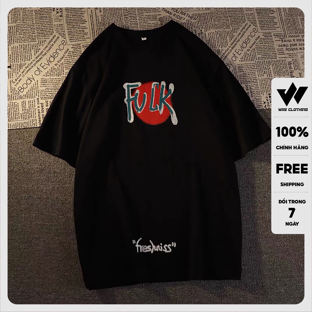 Áo form rộng WIIS phông unisex tay lỡ thun cotton oversize BadFuck thời trang nam nữ