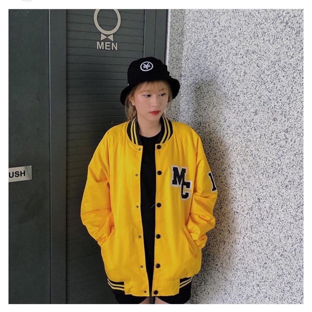 Áo khoác bomber cúc bấm bóng chày form rộng MC unisex