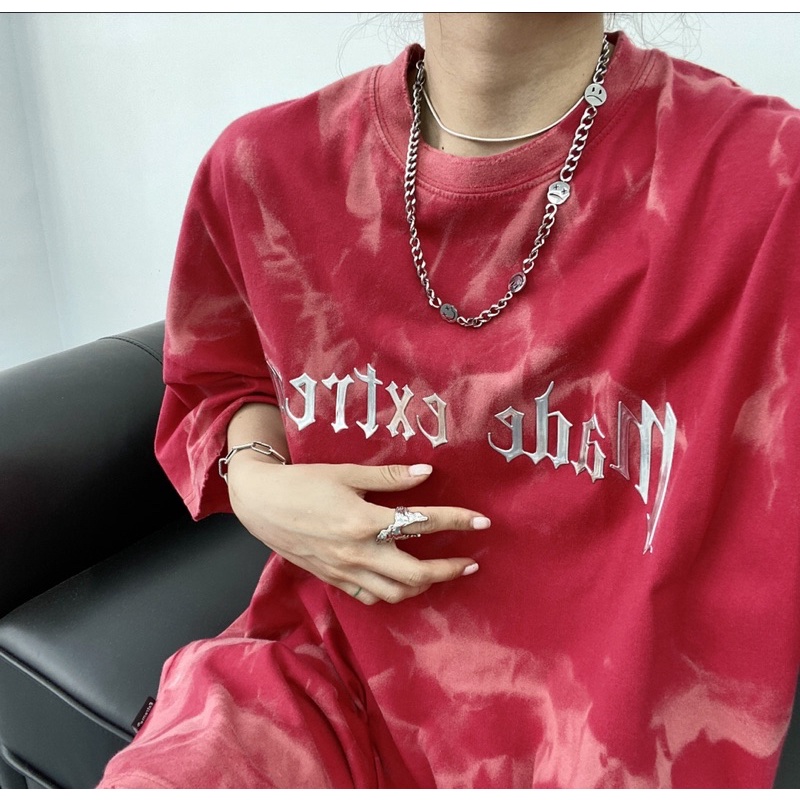 [CAM KẾT CHÍNH HÃNG] Áo Thun Tay Lỡ Loang Màu From Rộng In chữ nổi Unisex Form rộng Màu đỏ SHOP jum.closet | BigBuy360 - bigbuy360.vn