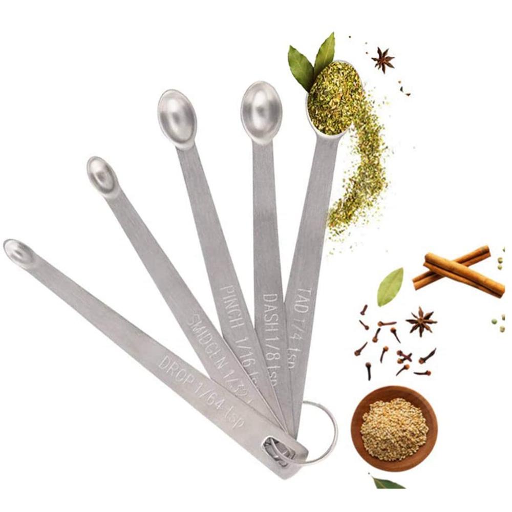IVORY Set 5 Muỗng Đo Lường Bằng Thép Không Gỉ Có Thang Đo Tiện Lợi Cho Nhà Bếp