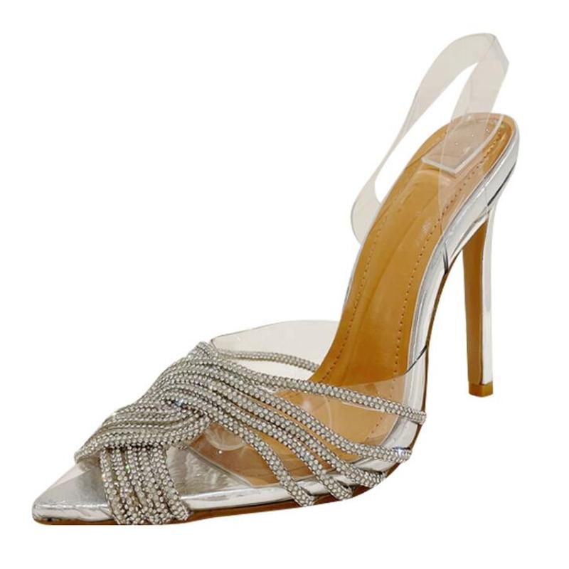 Sandal Cao Gót Mũi Nhọn Thiết Kế Mới Đính Đá Cao Cấp Thời Trang Dành Cho Nữ Size 35-4