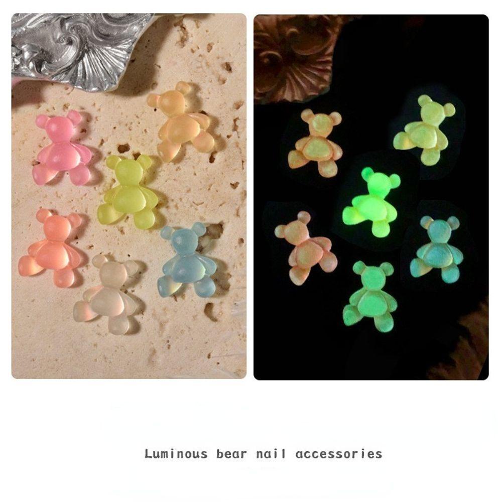 QQMALL Màu Sắc Phụ Kiện Trang Trí Móng Tay Hình Gấu Thay Đổi Màu Xinh Xắn
