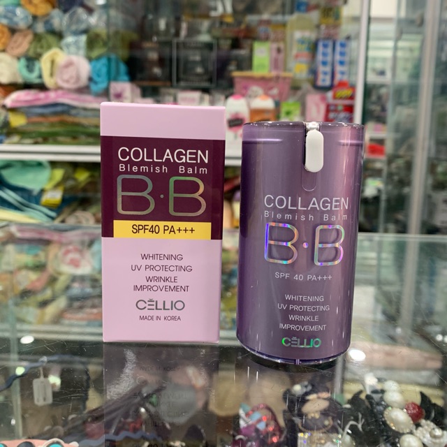 Kem nền trang điểm BB Collagen Cellio Blemish Balm SPF40 PA+++ của Hàn Quốc - Che khuyết điểm, nuôi dưỡng da, chống nắng