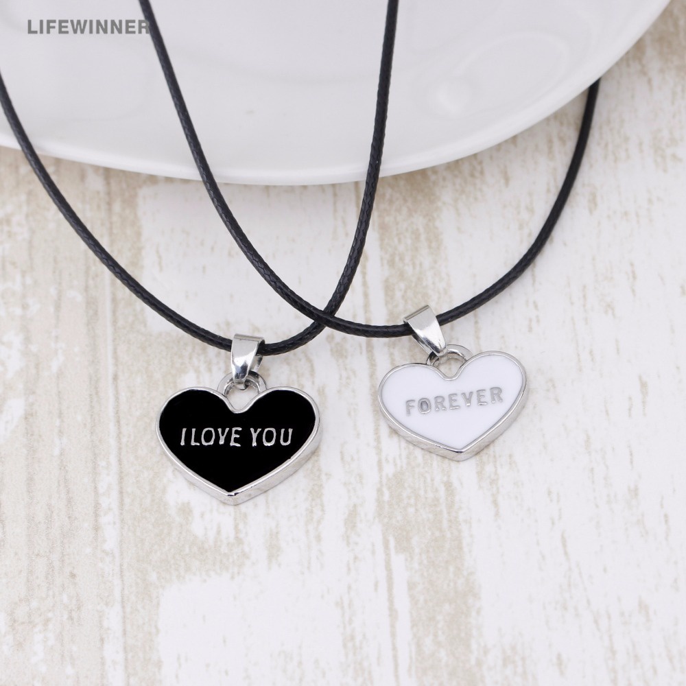 Vòng cổ Da Mặt Trái Tim Khắc Chữ I Love You Forever Thời Trang Dành Cho Nữ