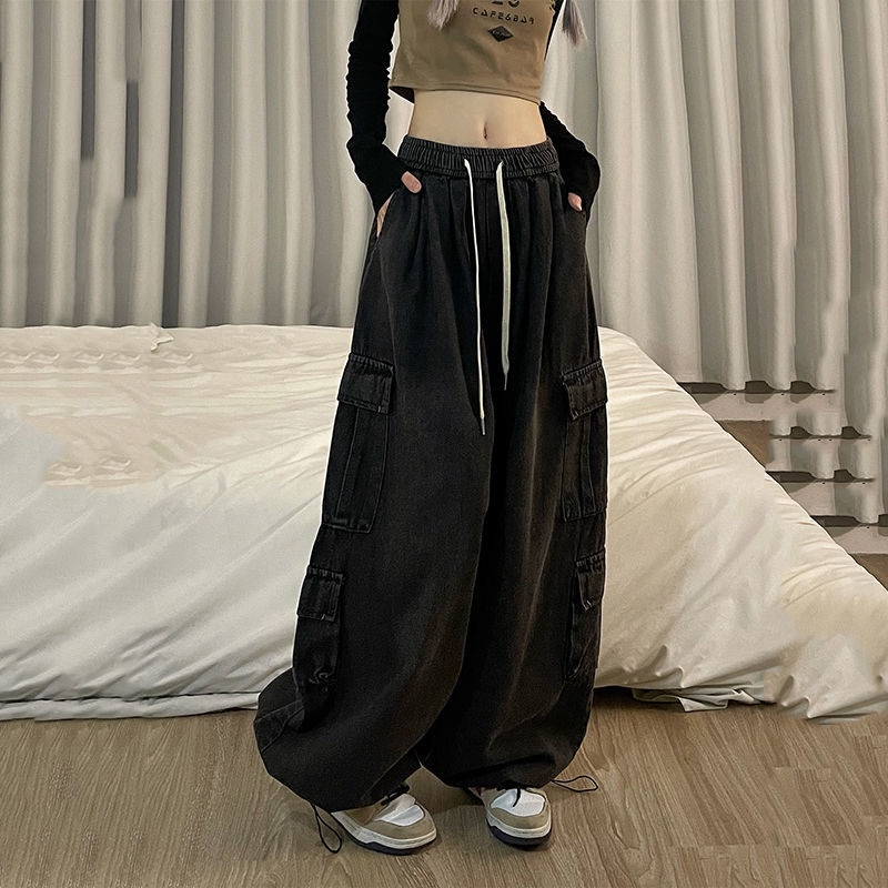 Quần Jean Dài Ống Rộng Phong Cách Hip Hop Đường Phố Cá Tính