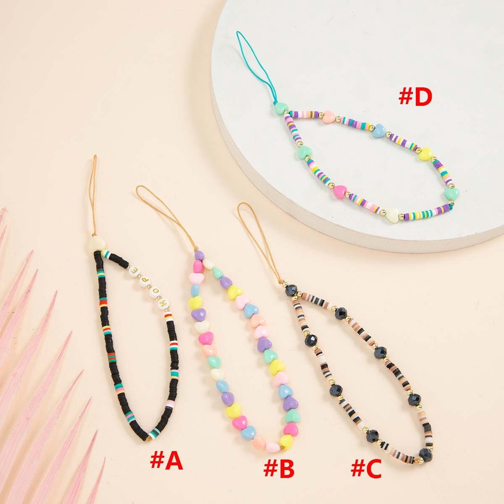 Ốp Điện Thoại Nhựa Acrylic Chống Thất Lạc Phối Chuỗi Hạt Trái Tim Kèm Dây Đeo Tiện Dụng Dành Cho GLENES