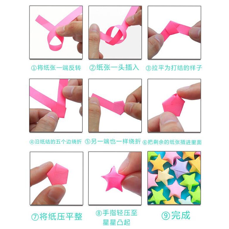 Set 30 tờ giấy gấp sao origami phát sáng trong bóng tối trang trí nội thất