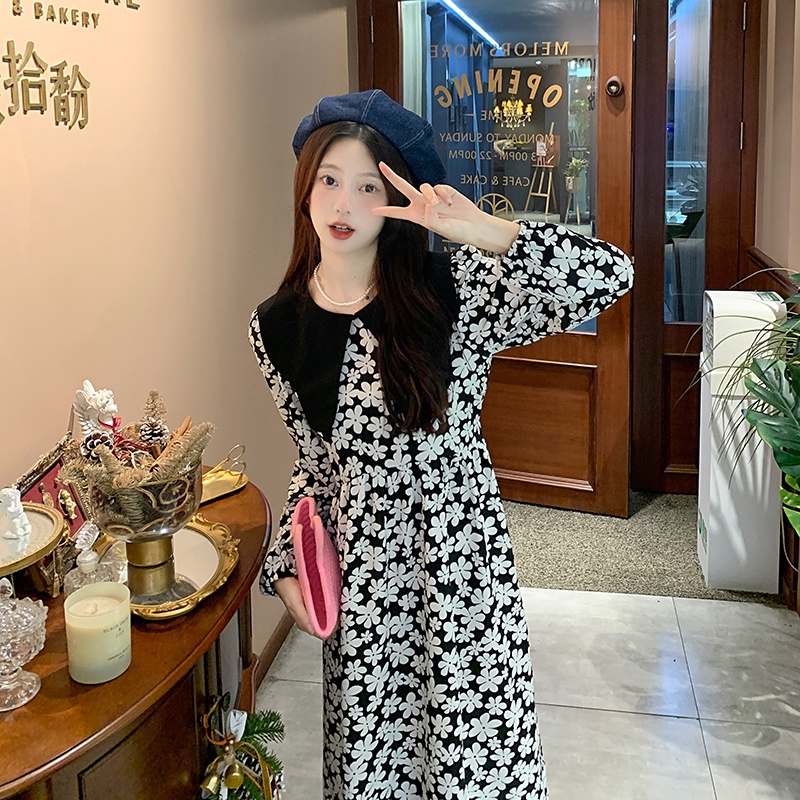 Đầm hoa PERTY cổ búp bê thời trang mùa thu 2022 cho nữ