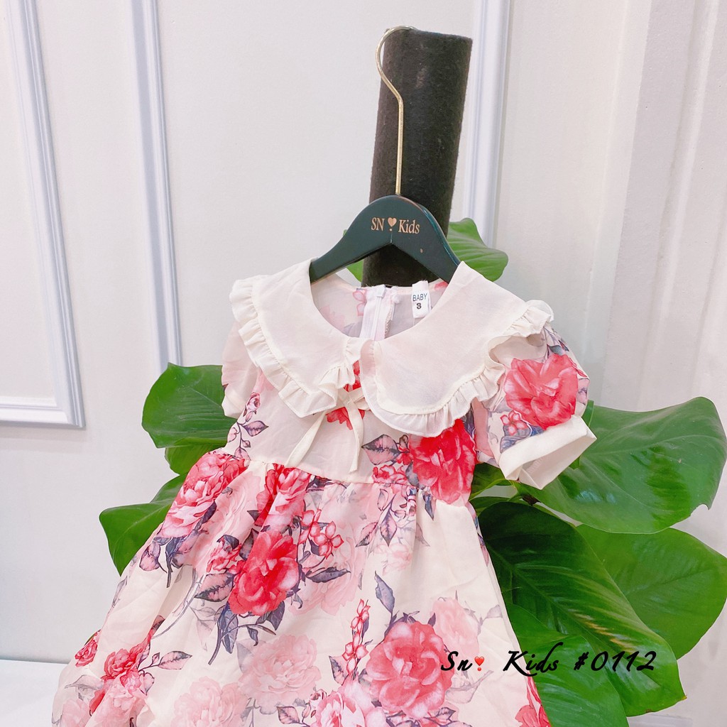 váy hoa hàng thiết kế / Đầm hoa cho bé  🌸 Váy tơ hoa   xinh yêu ạ, phối tay cổ