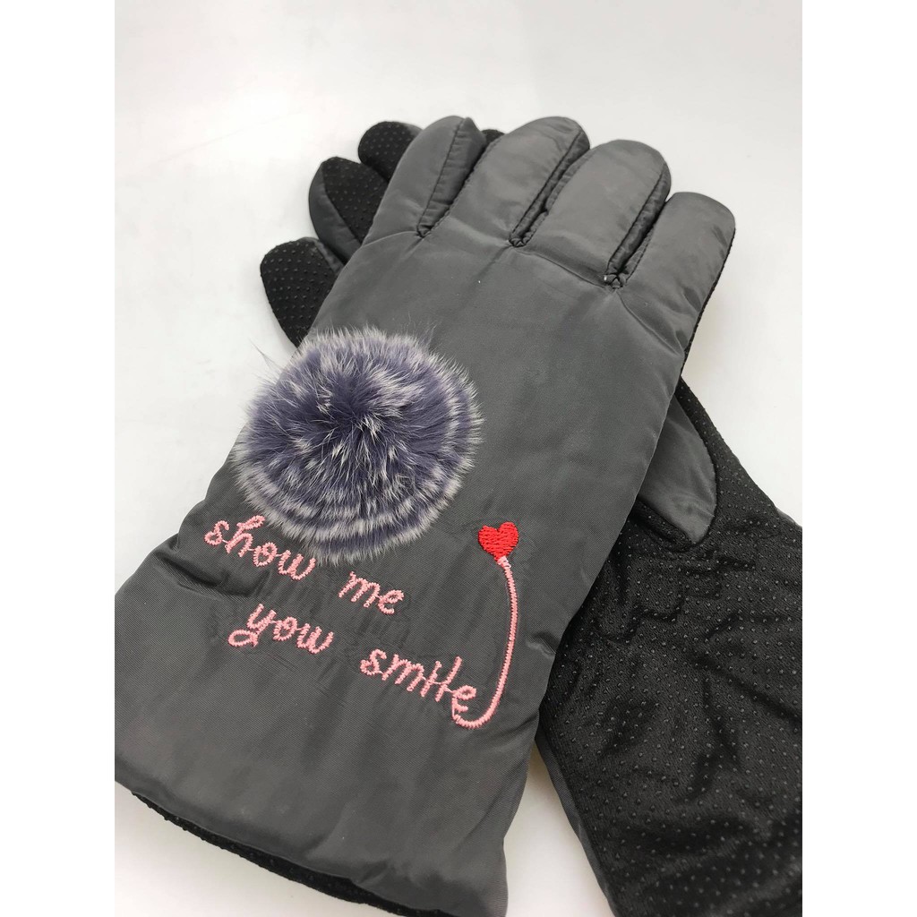 Găng tay đi xe máy lót nỉ họa tiết hình bông hoa, tất tay giữ ấm mùa đông, chống thấm nước, chống gió hiệu quả