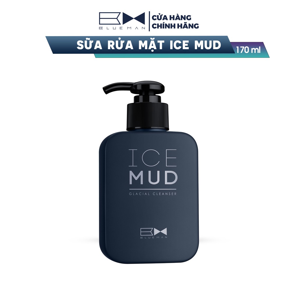 Sữa Rửa Mặt Cho Nam Ice Mud BLUEMAN Ngăn Ngừa Mụn Làm Sáng Da 170ml ZL38