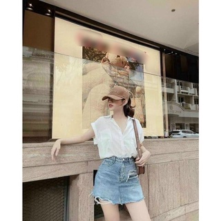 Áo sơ mi đũi ngắn tay nữ
