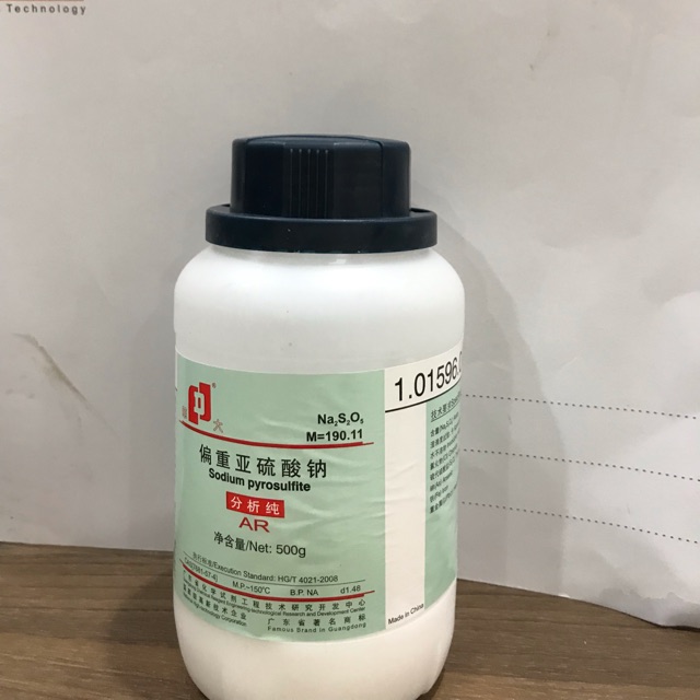 Na2S2O5 tinh khiết lọ 500g Sodium Metabisulphite hay Natri metabisunfit hay natri pyrosunfit CAS 7681-57-4