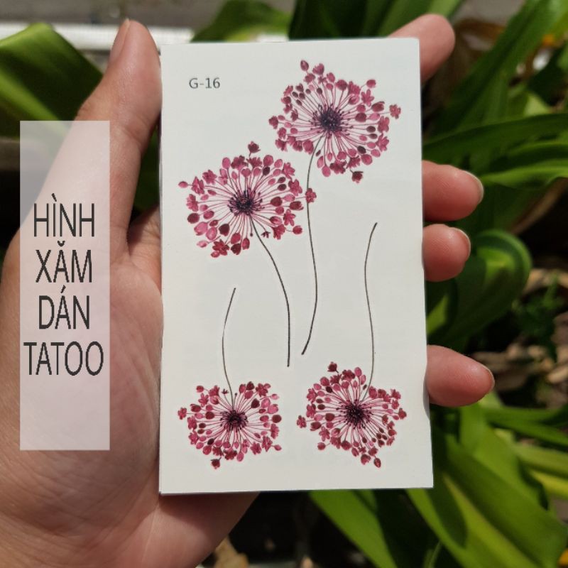 Hình xăm hoa bồ công anh g16. Xăm dán tatoo mini tạm thời, size &lt;10x6cm