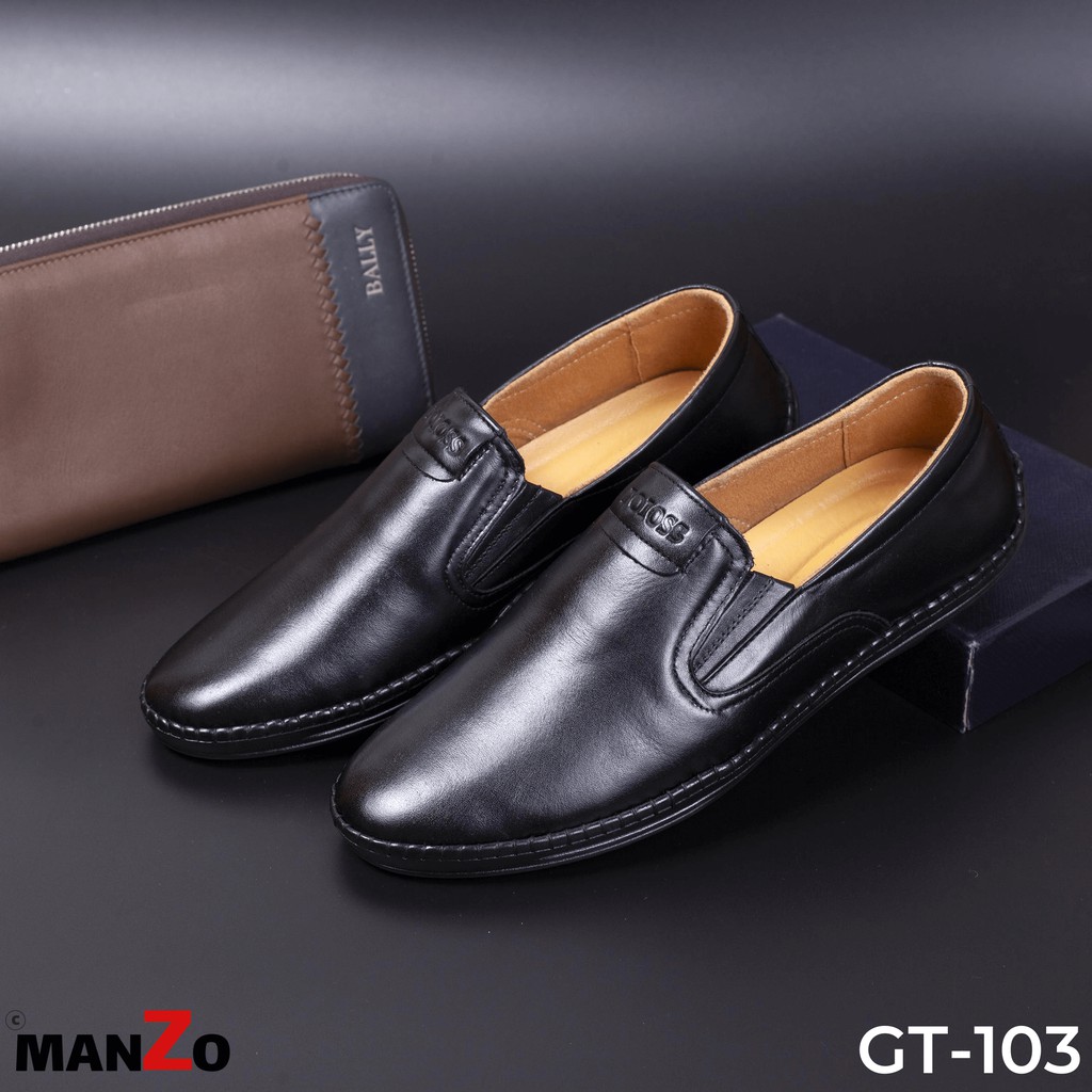 Giày lười công sở da bò cao cấp - Manzo store GT 103 (Đen)