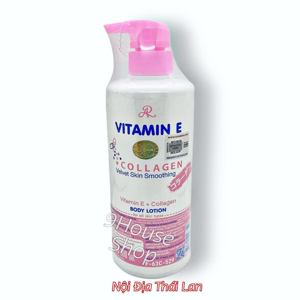 01 Chai Lotion Dưỡng Ẩm & Trắng Da AR Collagen Velvet Skin Smoothing Body Lotion Thái Lan 600ml