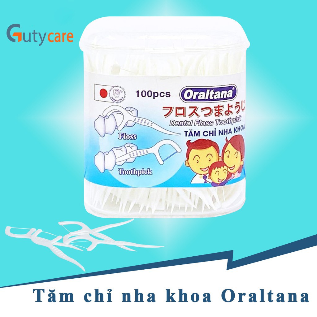 Tăm chỉ nha khoa Oraltana lọ 100 cái - chất liệu bằng nhựa mềm không làm hại nướu mà vẫn loại trừ các mảng bám - 1 Lọ