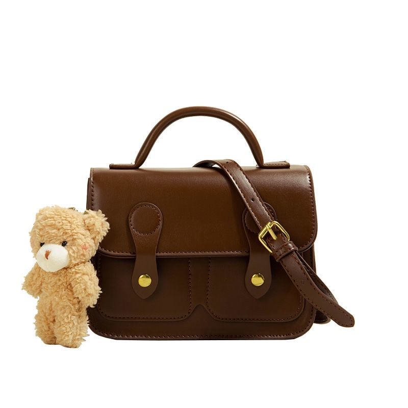 Túi đeo chéo IELGY trang trí hình chú gấu phong cách cổ điển dễ phối đồ thời trang dành cho nữ