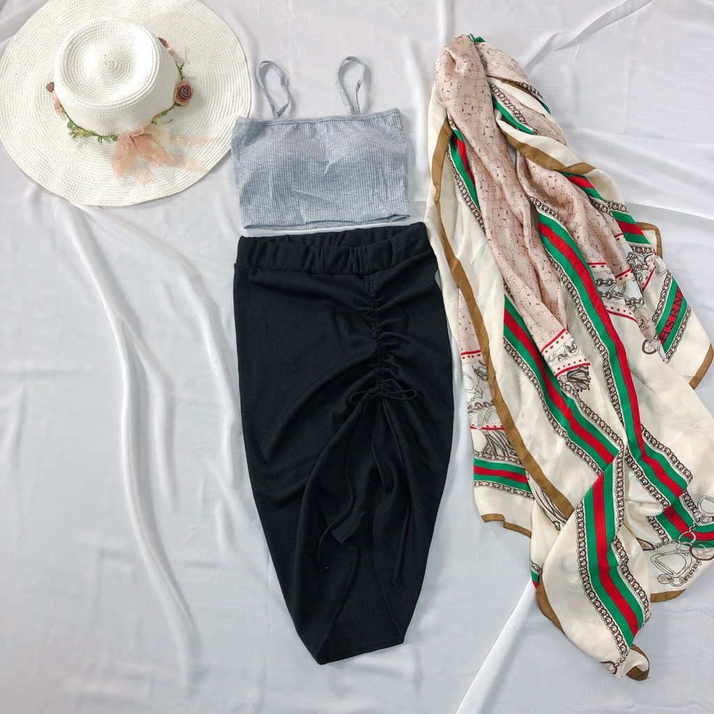 Chân váy chất thun mềm xinh rút dây 1 bên hot hit, chân váy nữ | BigBuy360 - bigbuy360.vn