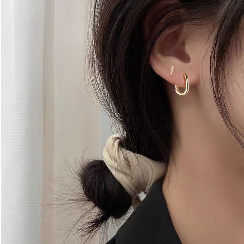 Khuyên tai unisex nam nữ bạc ý 30% dạng khoen kiểu lạ