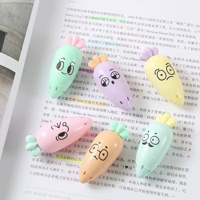 Set dạ quang 6 màu cà rốt đáng yêu có sẵn