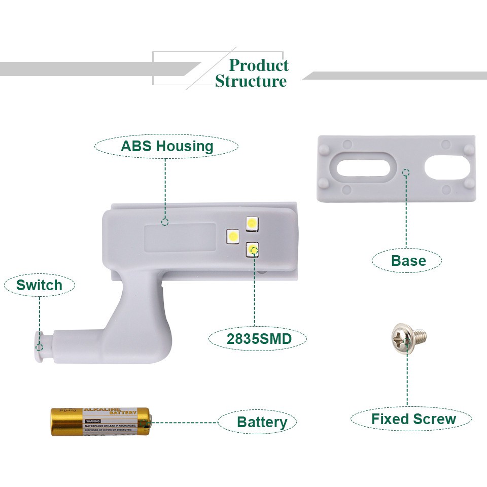 &lt;KÈM PIN&gt;Đèn LED gắn bản lề tủ quần áo tiện dụng cao cấp 88152 THẾ GIỚI TIỆN ÍCH