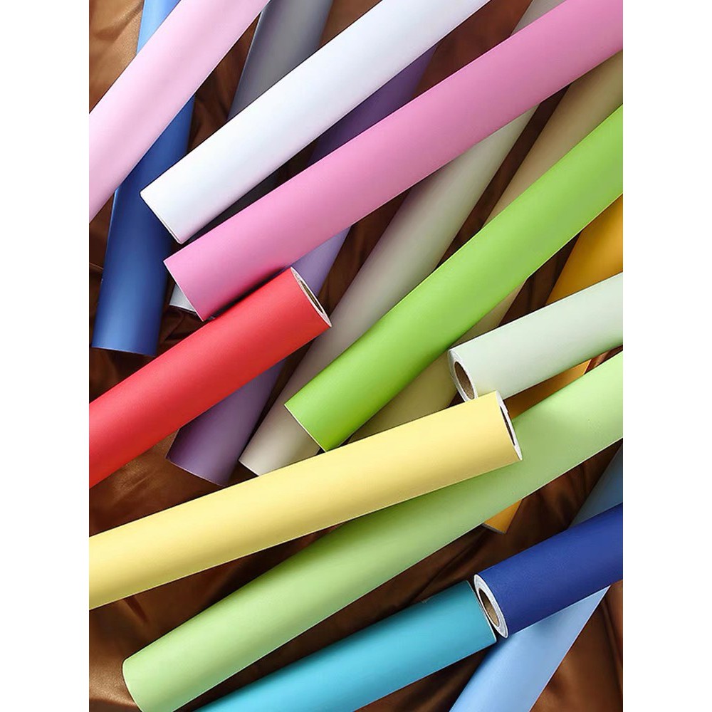 10m DECAL Giấy dán tường có sẵn keo màu thuần mặt nhám 45cm TP859