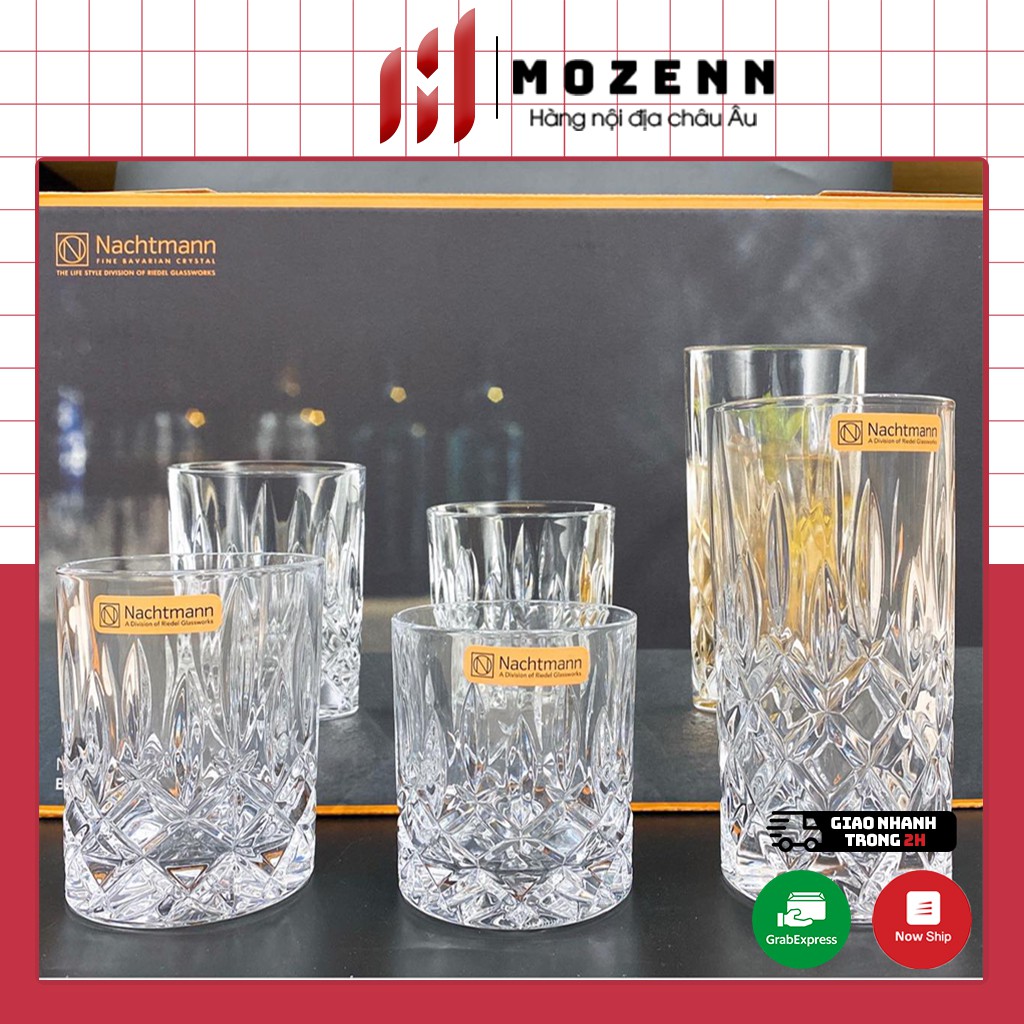 Bộ 18 cốc pha lê Nachtmann 3 size - Vân vuông và vân chéo