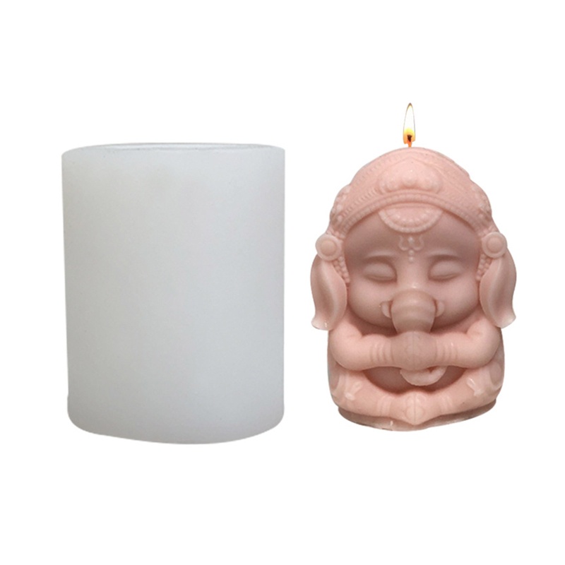 Khuôn Silicone Tạo Hình Làm Xà Phòng / Nến Hình Hindu Ganesh 3D DIY